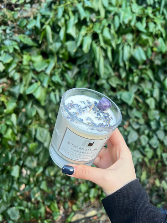 Vanilla and Patchouli Crystal Candle