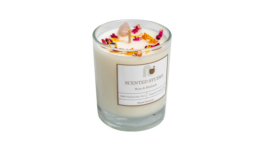 Rose and Rhubarb Crystal Candle