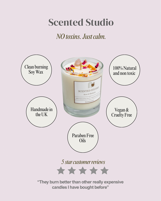 Rose and Rhubarb Crystal Candle