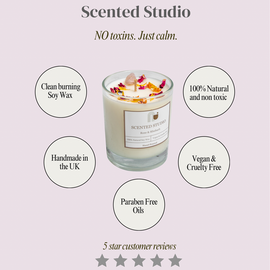 Rose and Rhubarb Crystal Candle