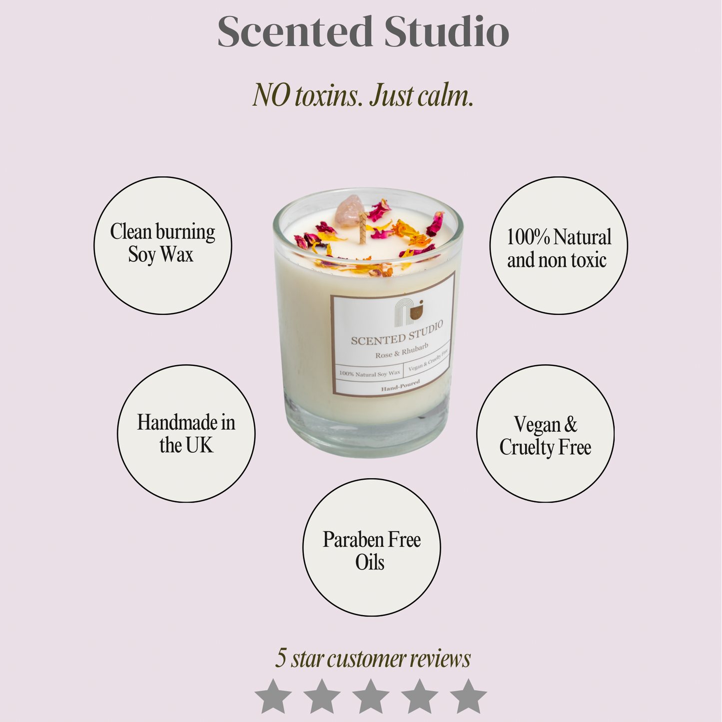 Rose and Rhubarb Crystal Candle