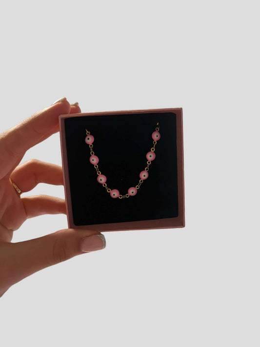 Stainless Steel Pink Evil Eye