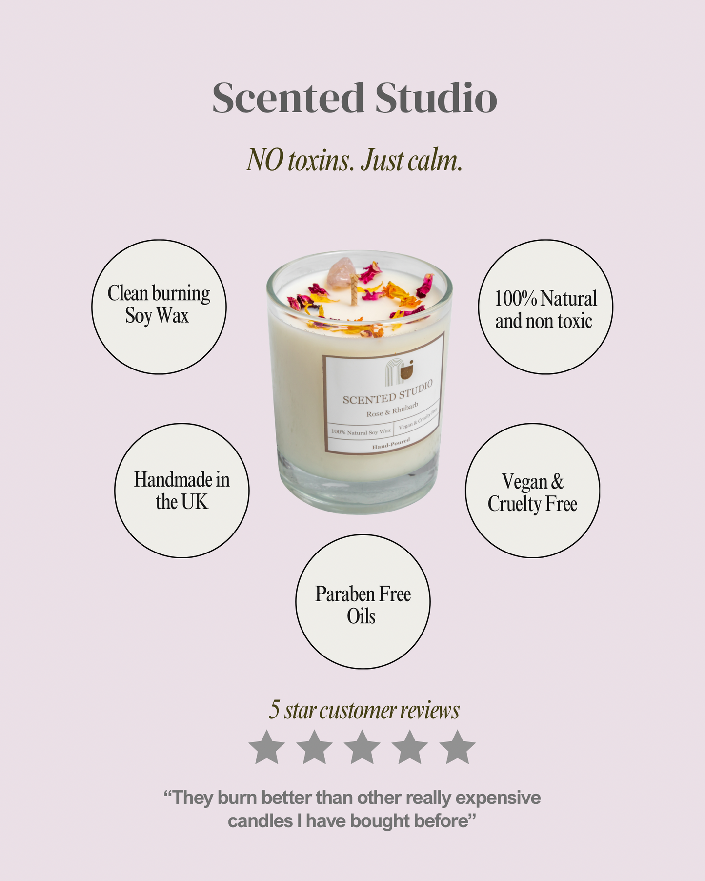 Rose and Rhubarb Crystal Candle