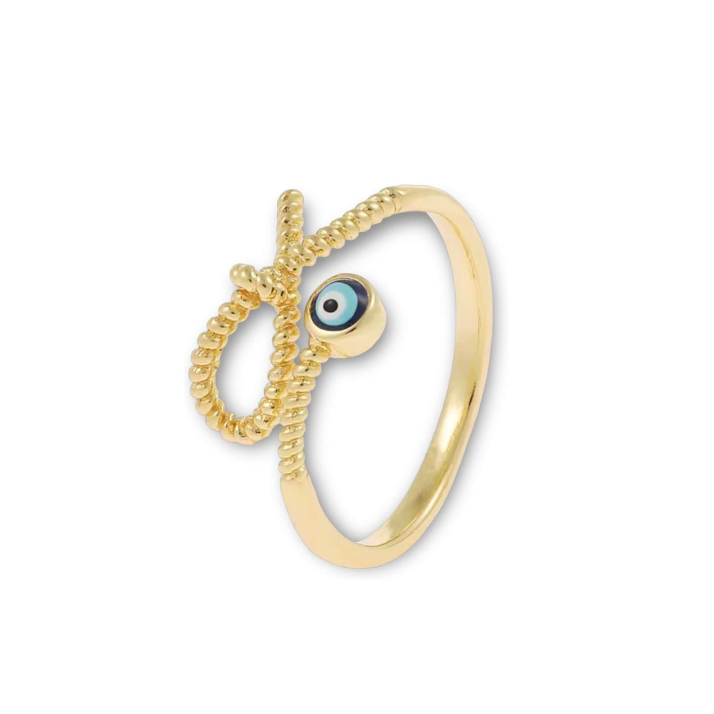 18K Gold Plated Evil Eye Knot Ring