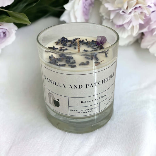 Vanilla and Patchouli Crystal Candle